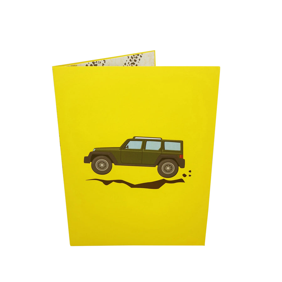 Jeep 4x4 Off Road Car in Green Pop Up Card UK