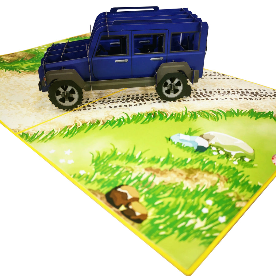 Jeep 4x4 Off Road Car in Blue Pop Up Card UK
