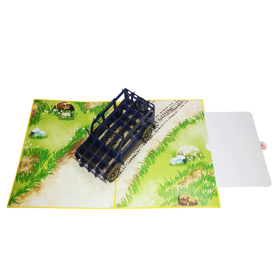 Jeep 4x4 Off Road Car in Blue Pop Up Card UK