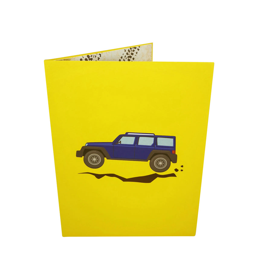 Jeep 4x4 Off Road Car in Blue Pop Up Card UK