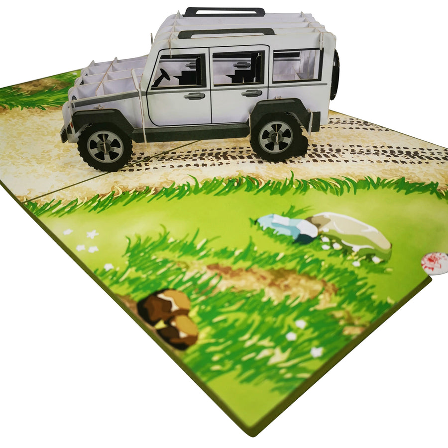 Jeep 4x4 Off Road Car in White Pop Up Card UK