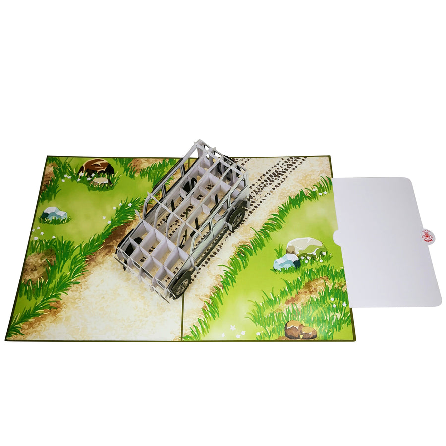 Jeep 4x4 Off Road Car in White Pop Up Card UK