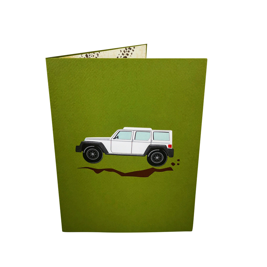 Jeep 4x4 Off Road Car in White Pop Up Card UK