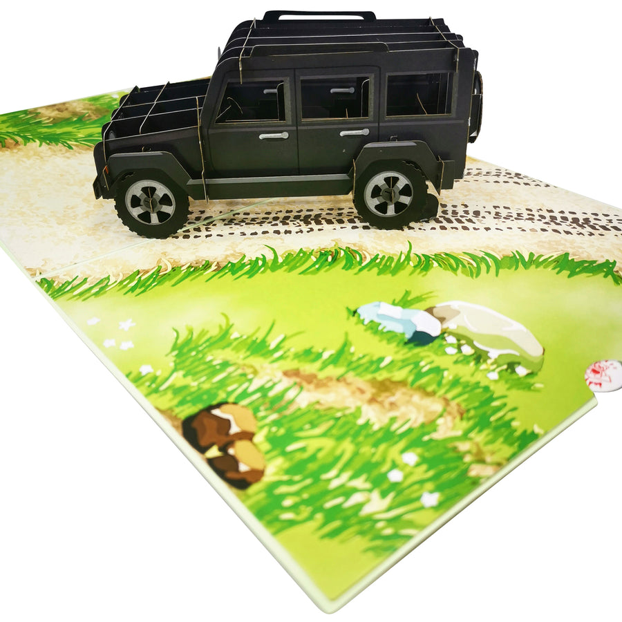 Jeep 4x4 Off Road Car in Black Pop Up Card UK