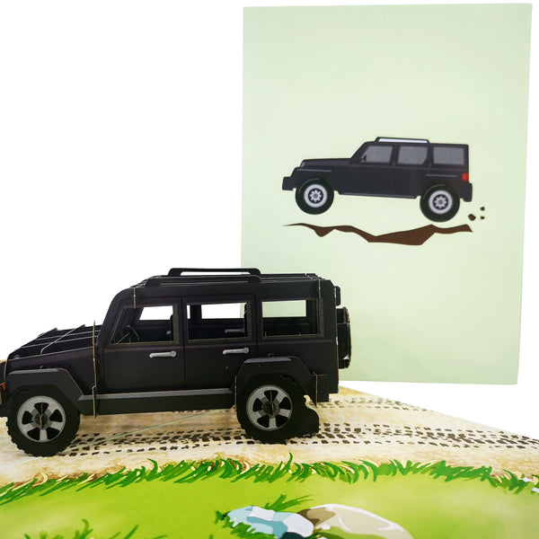 Jeep 4x4 Off Road Car in Black Pop-Up Card