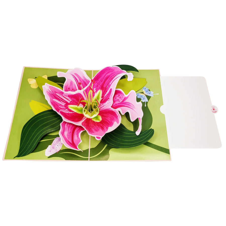 Pink Lily Bloom 3D Pop Up Card UK