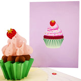 Lovely Strawberry Birthday Cupcake 3D Pop Up Card UK
