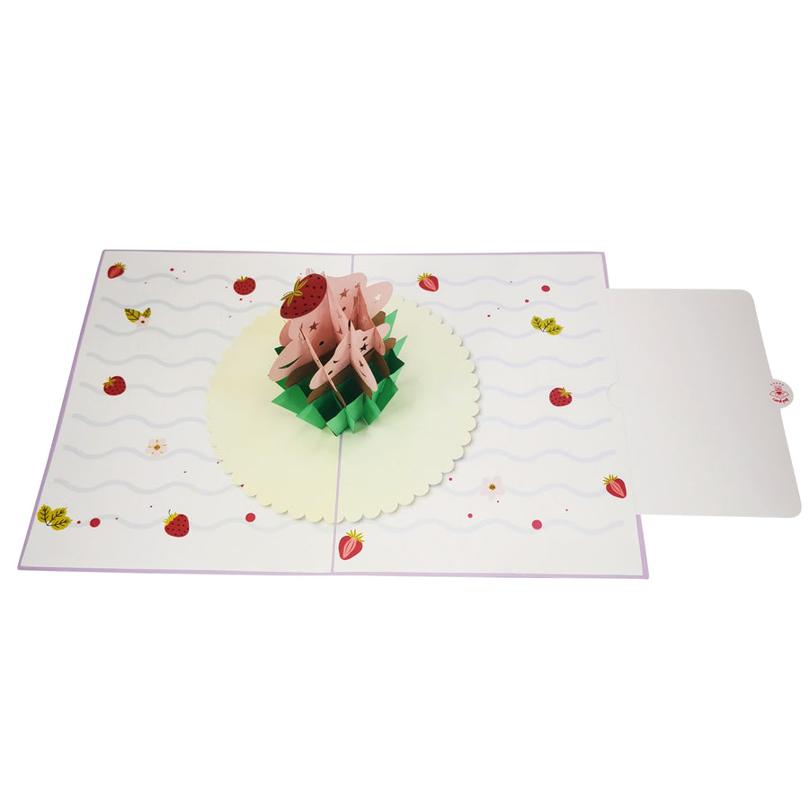 Lovely Strawberry Birthday Cupcake 3D Pop Up Card UK