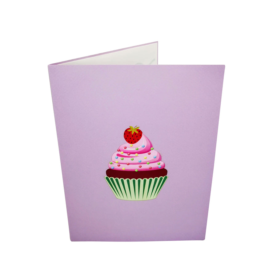 Lovely Strawberry Birthday Cupcake 3D Pop Up Card UK
