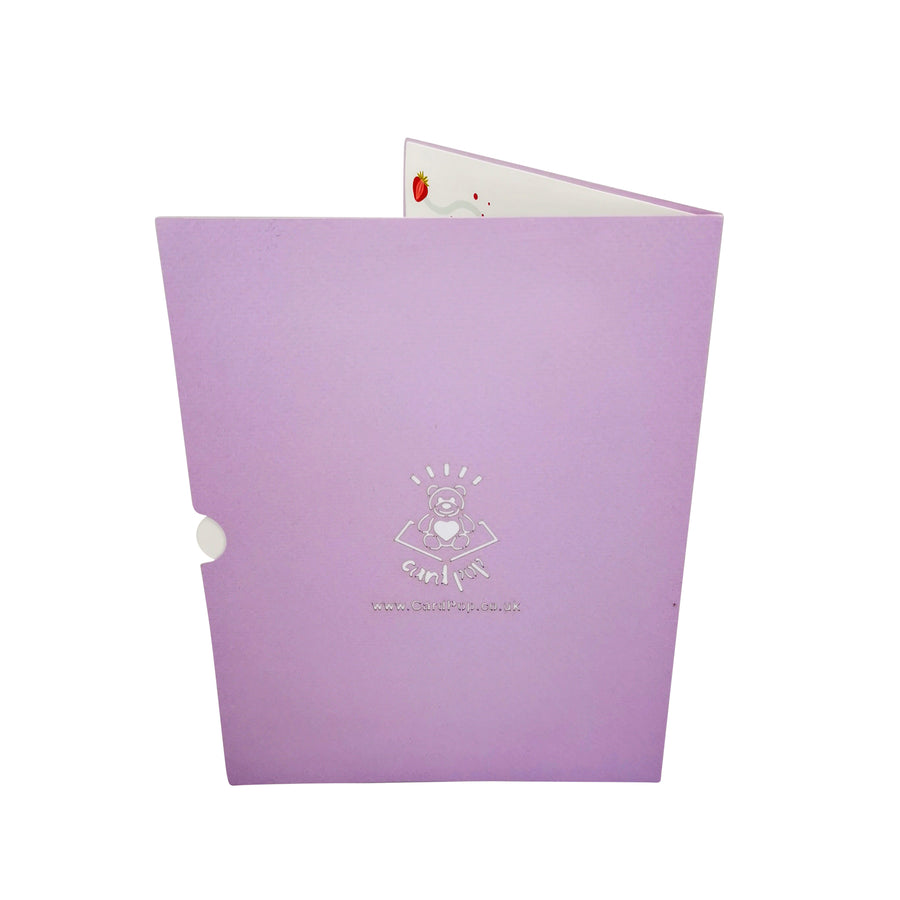 Lovely Strawberry Birthday Cupcake 3D Pop Up Card UK