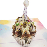 White Chocolate Birthday Cupcake 3D Pop Up Card UK