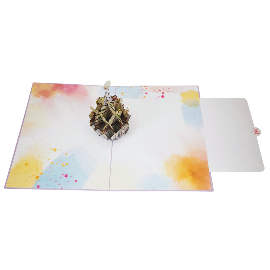 White Chocolate Birthday Cupcake 3D Pop Up Card UK