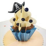 Pirate Birthday Cupcake 3D Pop Up Card UK