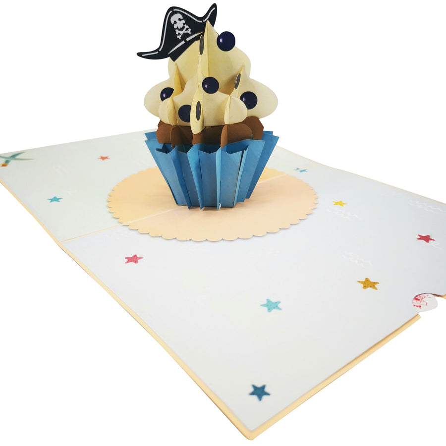 Pirate Birthday Cupcake 3D Pop Up Card UK