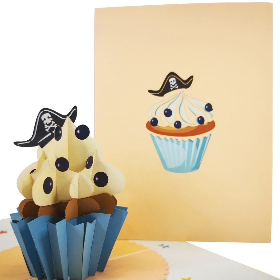 Pirate Birthday Cupcake 3D Pop Up Card UK