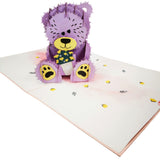 Teddy Bear & Yellow Flowers  3D Pop Up Card UK