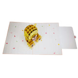 Teddy Bear & Colourful Flower Bouquet 3D Pop Up Card UK