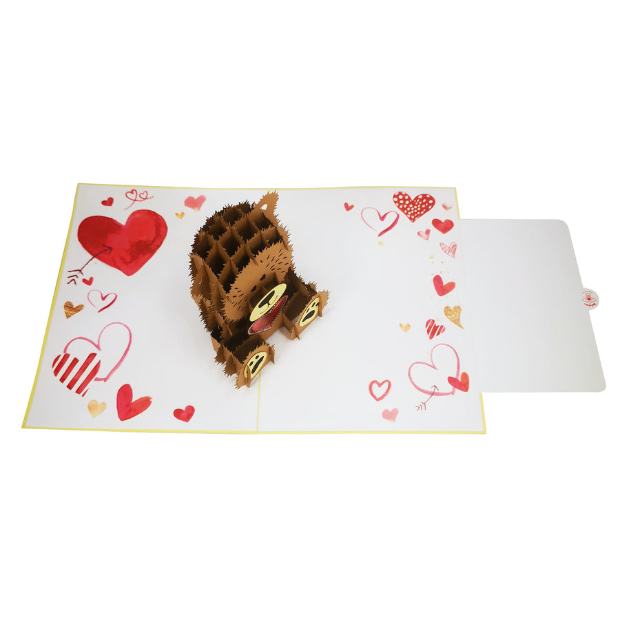 Teddy Bear & Love Heart 3D Pop Up Card UK