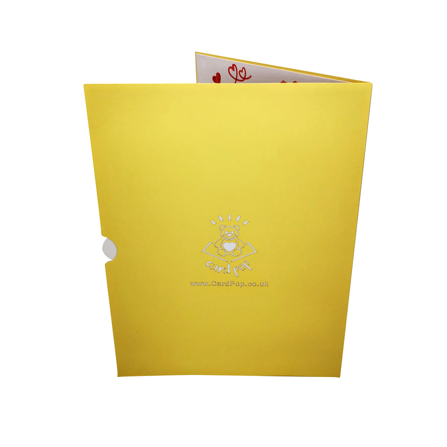 Teddy Bear & Love Heart 3D Pop Up Card UK