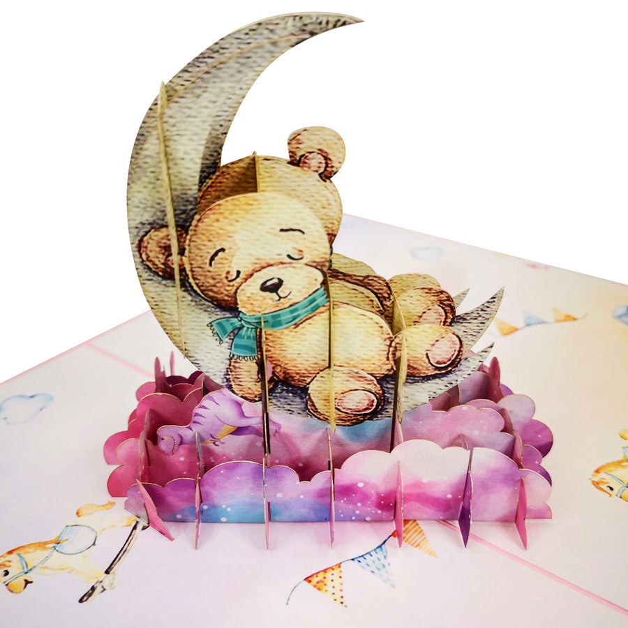 Sleeping Teddy Bear 3D Pop Up Card UK