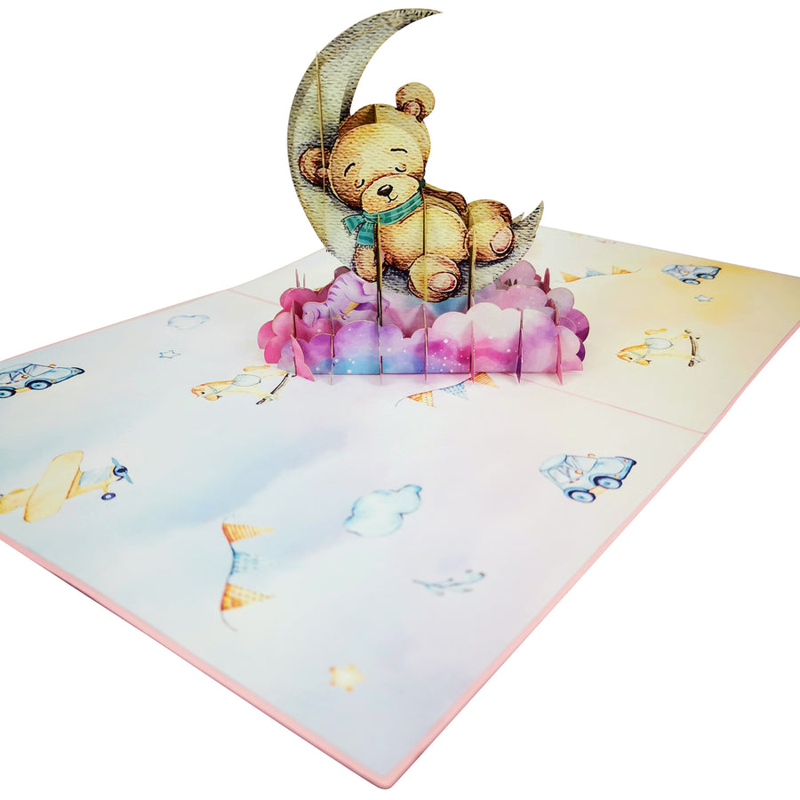 Sleeping Teddy Bear 3D Pop Up Card UK