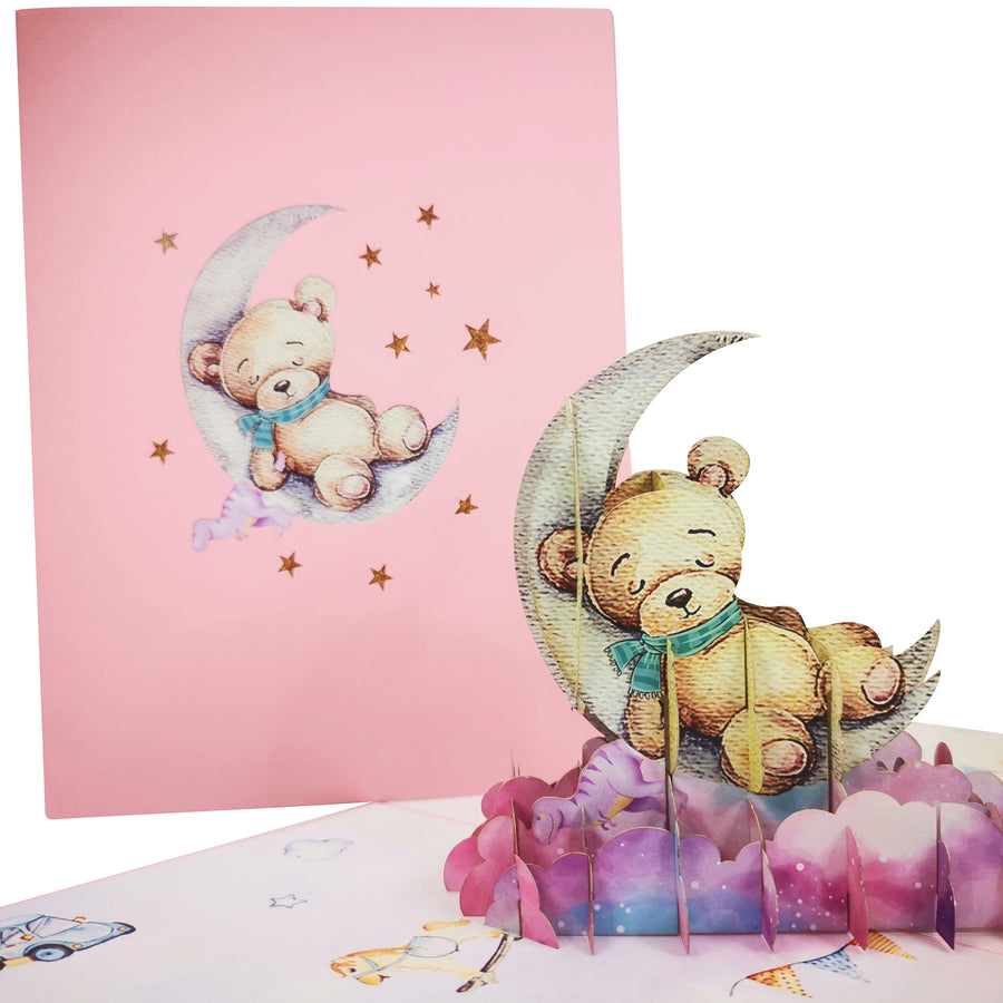 Sleeping Teddy Bear 3D Pop Up Card UK