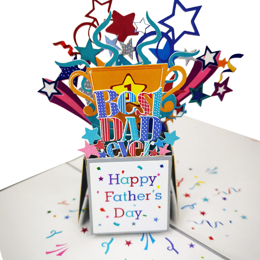 Best Dad Ever Trophy 3D Pop Up Card UK