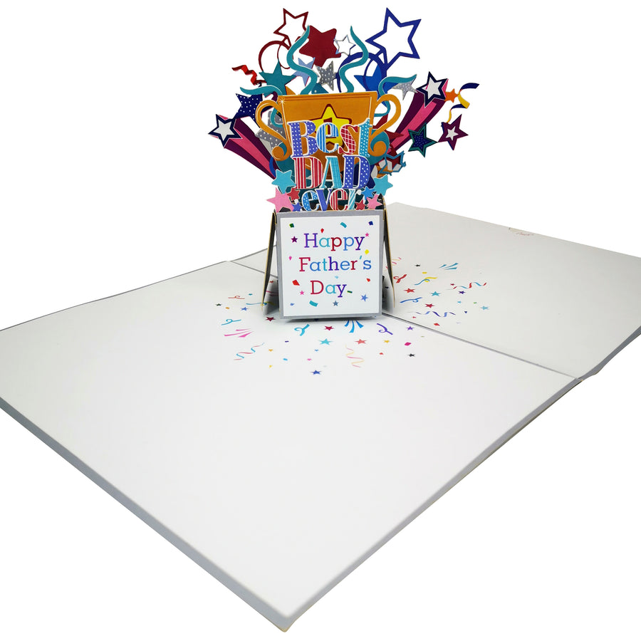 Best Dad Ever Trophy 3D Pop Up Card UK