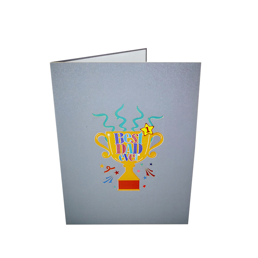 Best Dad Ever Trophy 3D Pop Up Card UK