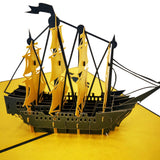 Golden Sail Ship 3D Pop Up Card UK