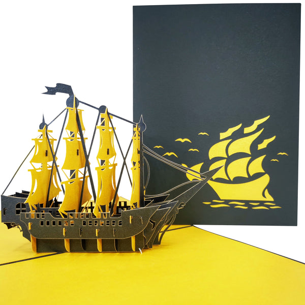 Golden Sail Ship Pop-Up Card
