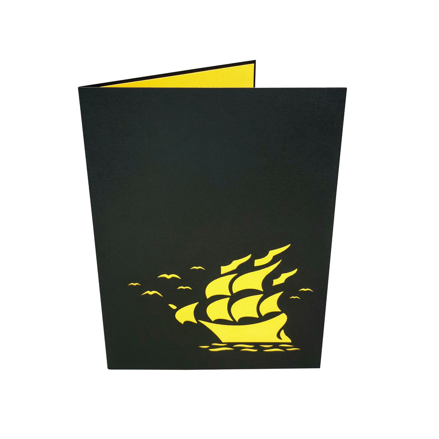 Golden Sail Ship 3D Pop Up Card UK