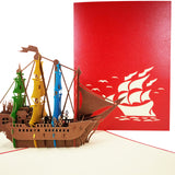 Colourful Sail Ship 3D Pop Up Card