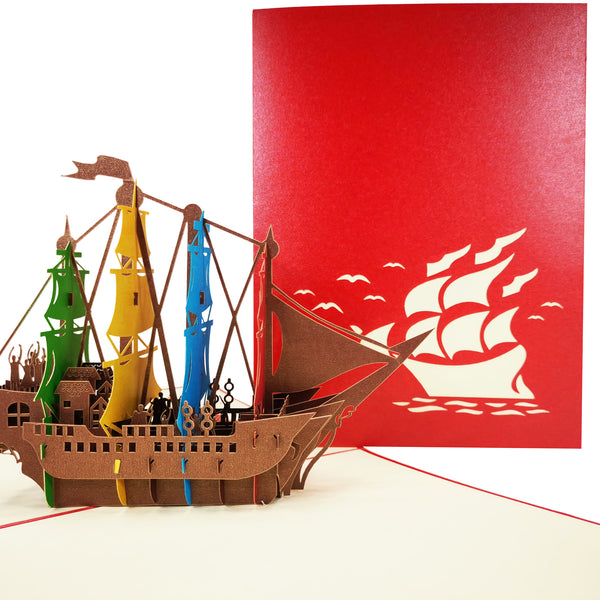 Colourful Sail Ship Pop-Up Card