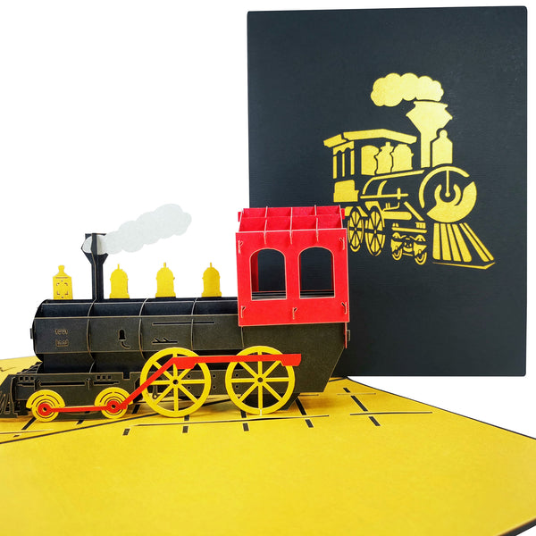 Golden Choo Choo Train Pop-Up Card