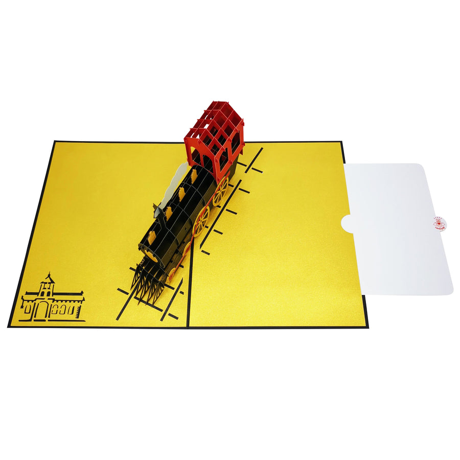 Golden Choo Choo Train 3D Pop Up Card UK