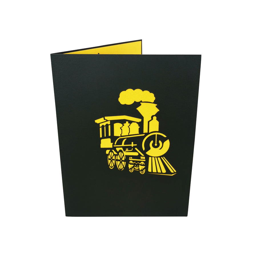Golden Choo Choo Train 3D Pop Up Card UK