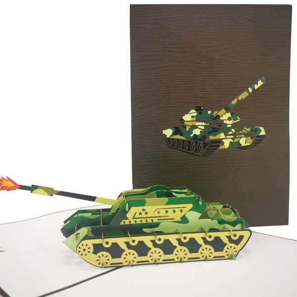 Camouflage Army Tank Military Pop-Up Card