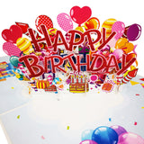Red Glitter Happy Birthday 3D Pop Up Card UK