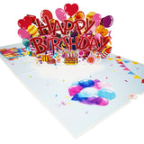 Red Glitter Happy Birthday 3D Pop Up Card UK