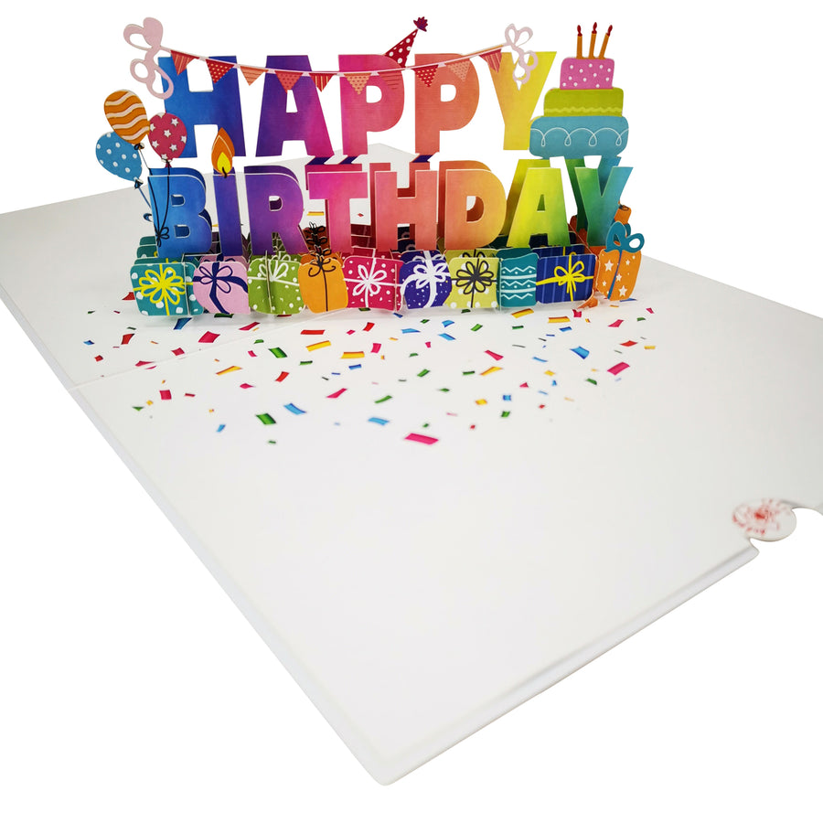 Multicolour Happy Birthday 3D Pop Up Card UK