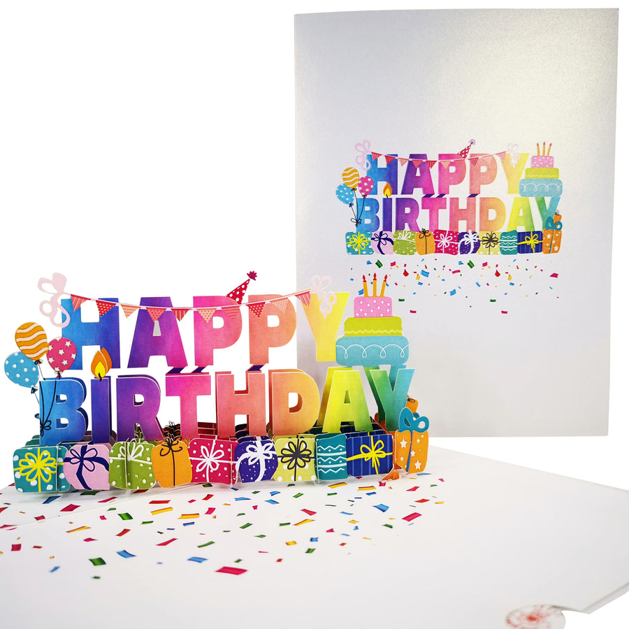 Multicolour Happy Birthday 3D Pop Up Card UK