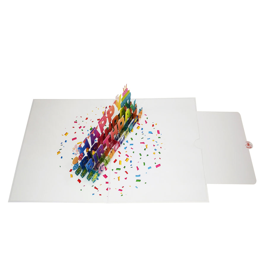 Multicolour Happy Birthday 3D Pop Up Card UK