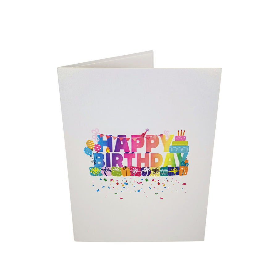Multicolour Happy Birthday 3D Pop Up Card UK
