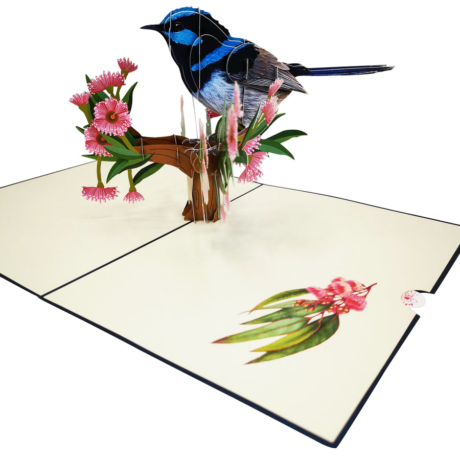 Blue Wren 3D Pop Up Card UK