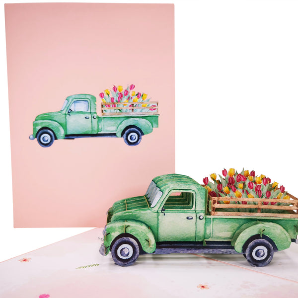 Tulip Flower Truck Pop-Up Card
