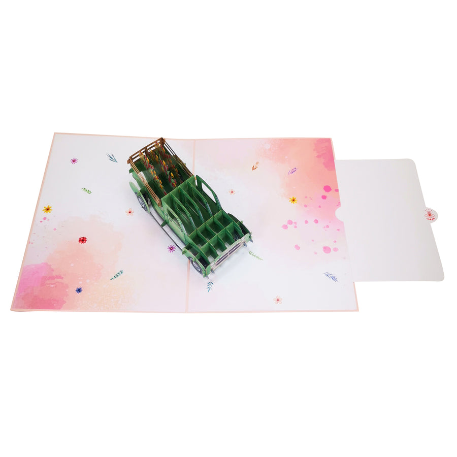 Tulip Flower Truck 3D Pop Up Card UK