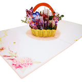 Butterfly Mixed Flower Basket 3D Pop Up Card UK