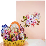 Butterfly Mixed Flower Basket 3D Pop Up Card UK