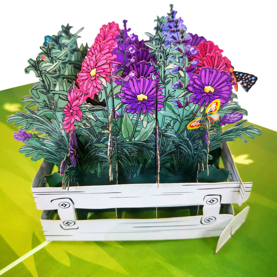 Mixed Flower Garden Planter 3D Pop Up Card UK